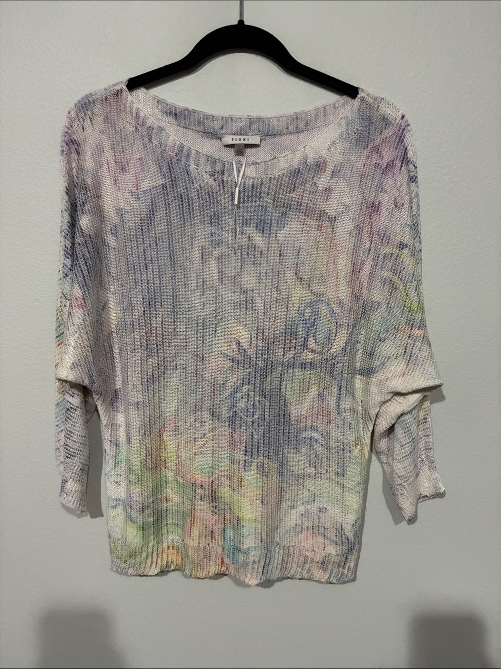 Sioni Pastel Floral Scoop Neck Lightweight Sweater